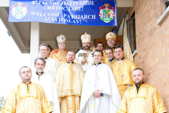 Priest in Immaculate Conception Ukrainian Catholic Church during Patriarch Sviatoslav Shevchuk visit