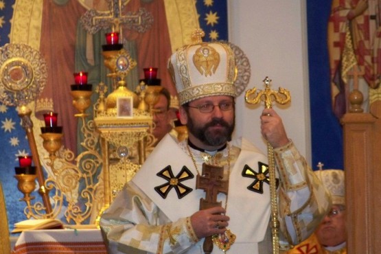 Solemn of Patriarch Sviatoslav during Divine Liturgy in Immaculate Conception Ukrainian Greek Catholic Church in Palatine