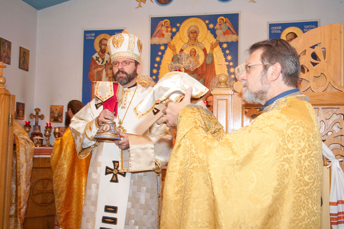 Patriarch Sviatoslav during Divine Liturgy at Immaculate Conception Ukrainian Greek Catholic Byzantine Church in Palatine | Patriarch of UGCC